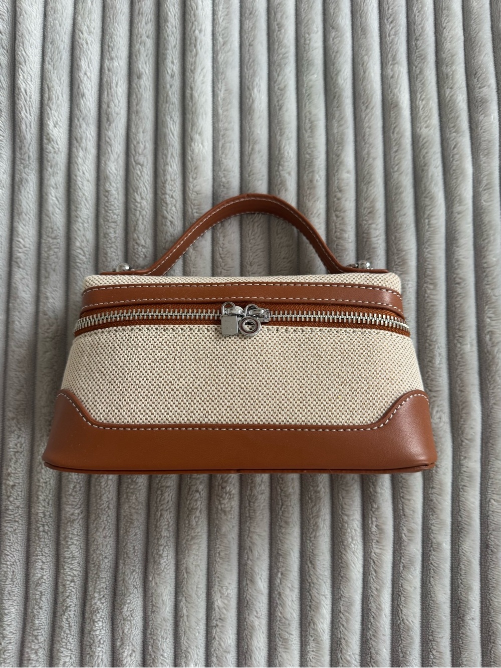 New Beige & Brown Mini Top Handle Crossbody Bag